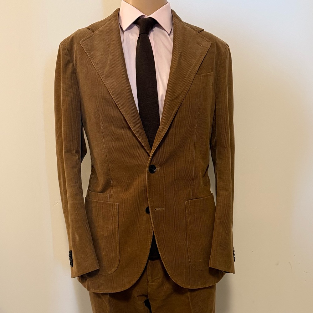 Elegant Tan Corduroy Suit for Men